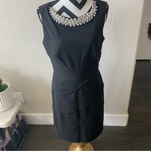 connected apparel || black crewneck sheath beaded dress